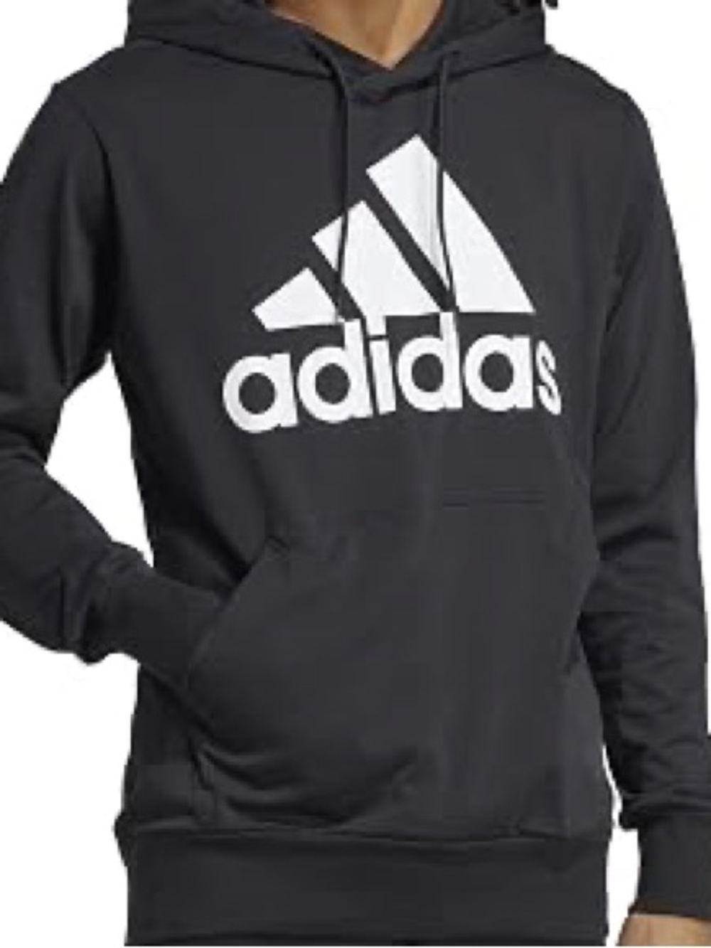 Adidas Men’s Black Hoodie with White Trefoil Logo Size Medium